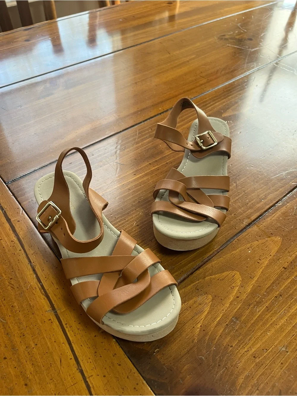 The Children's Place Brown Strappy Buckle Kids Sandals